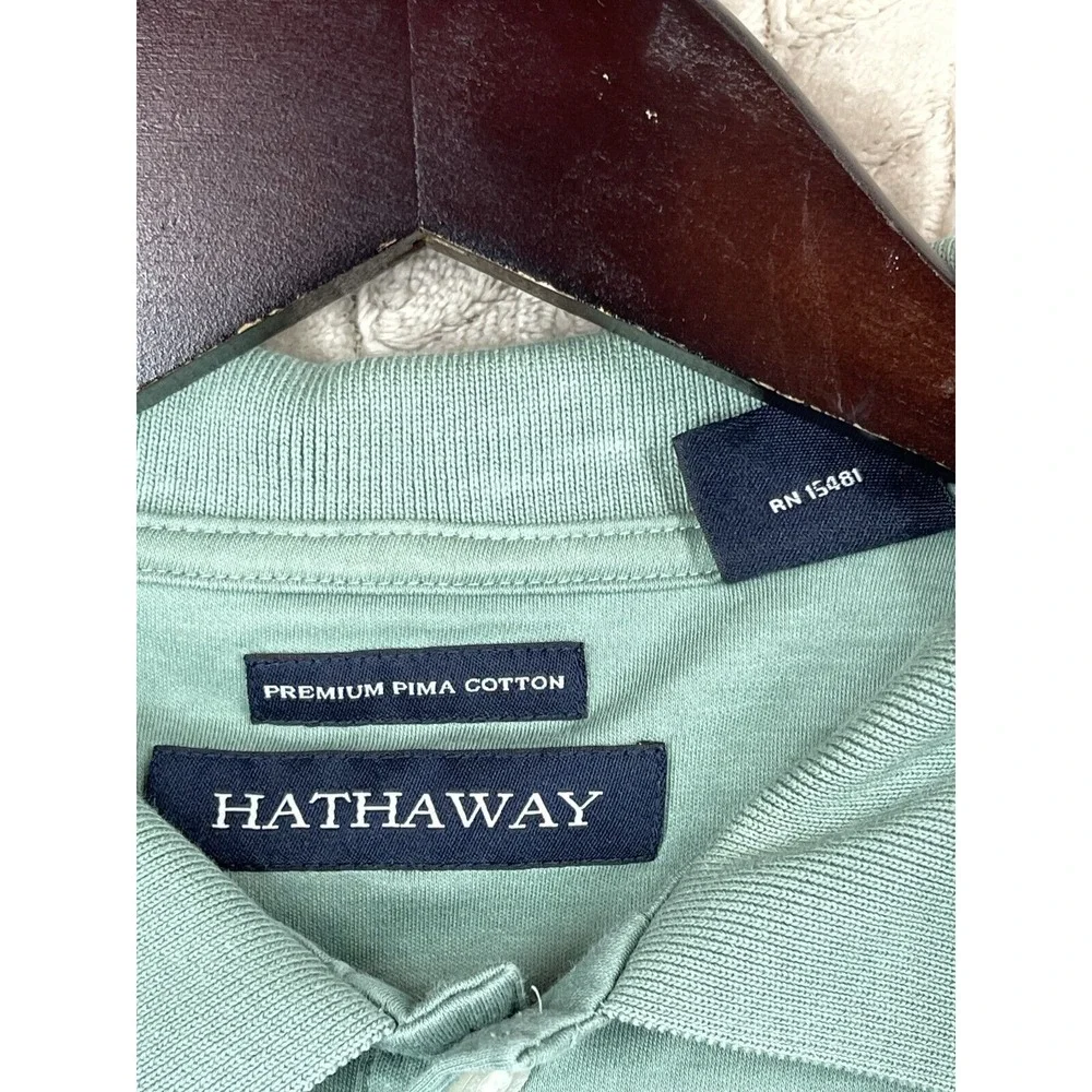 Hathaway Men's Premium Pima Cotton Green Polo Short-Sleeve Shirt Size M Golf‎